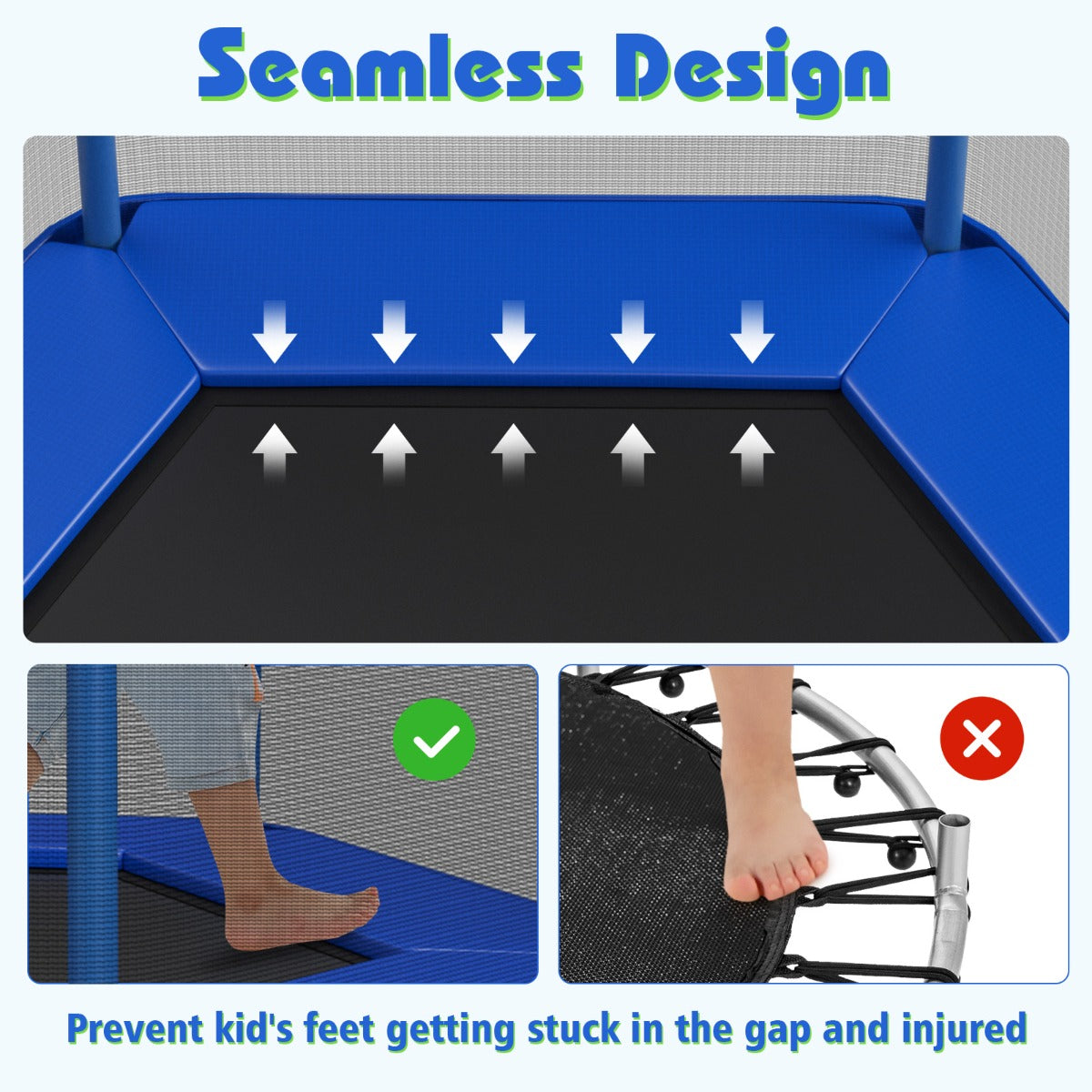 7 Feet Kids Trampoline with Safety Enclosure Net-Blue