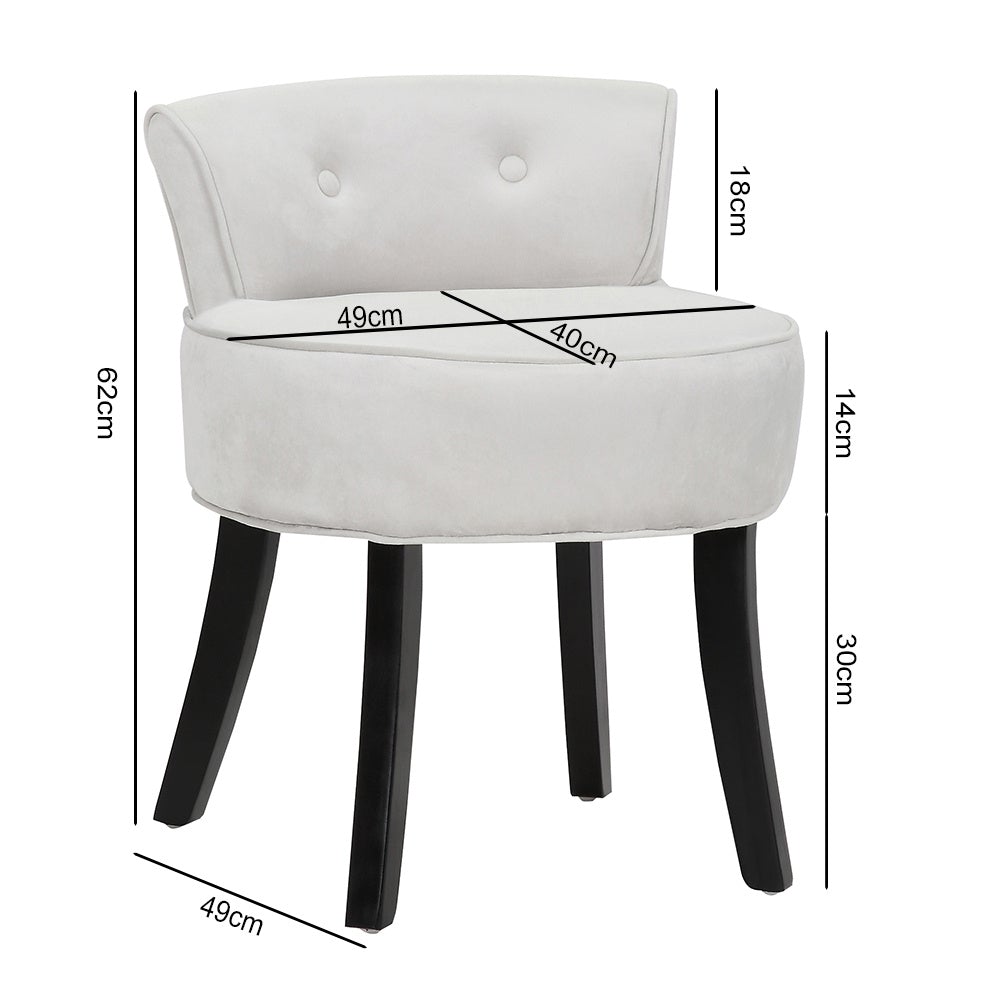 Dressing Stool Table Chair Bedroom Velvet Makeup Grey