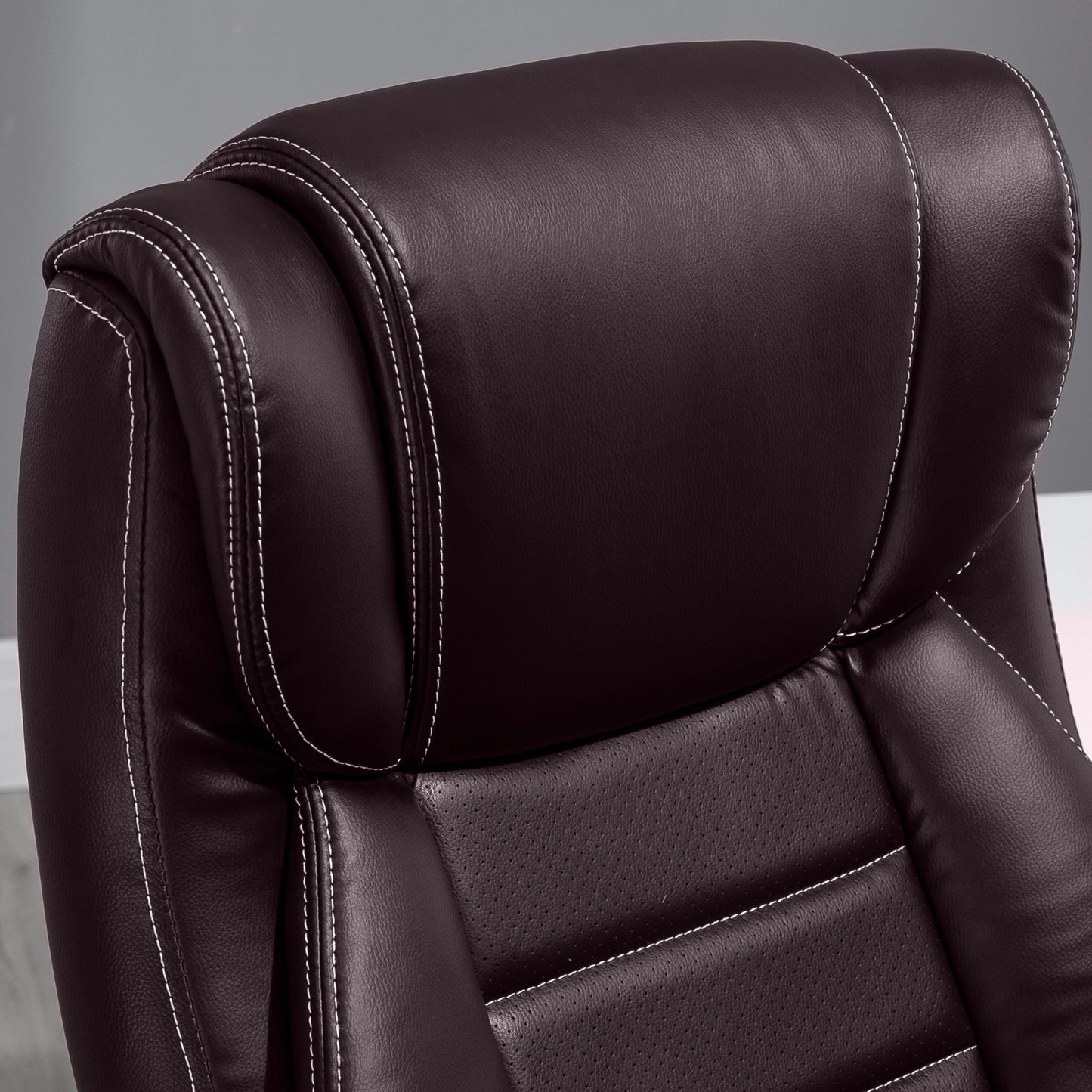 Vinsetto Office Chair with 6-Point Maaage and Back Heat, PU Desk Chair with Padded Seat and Armrest, Computer Chair with Tilt Function for Home, Brown