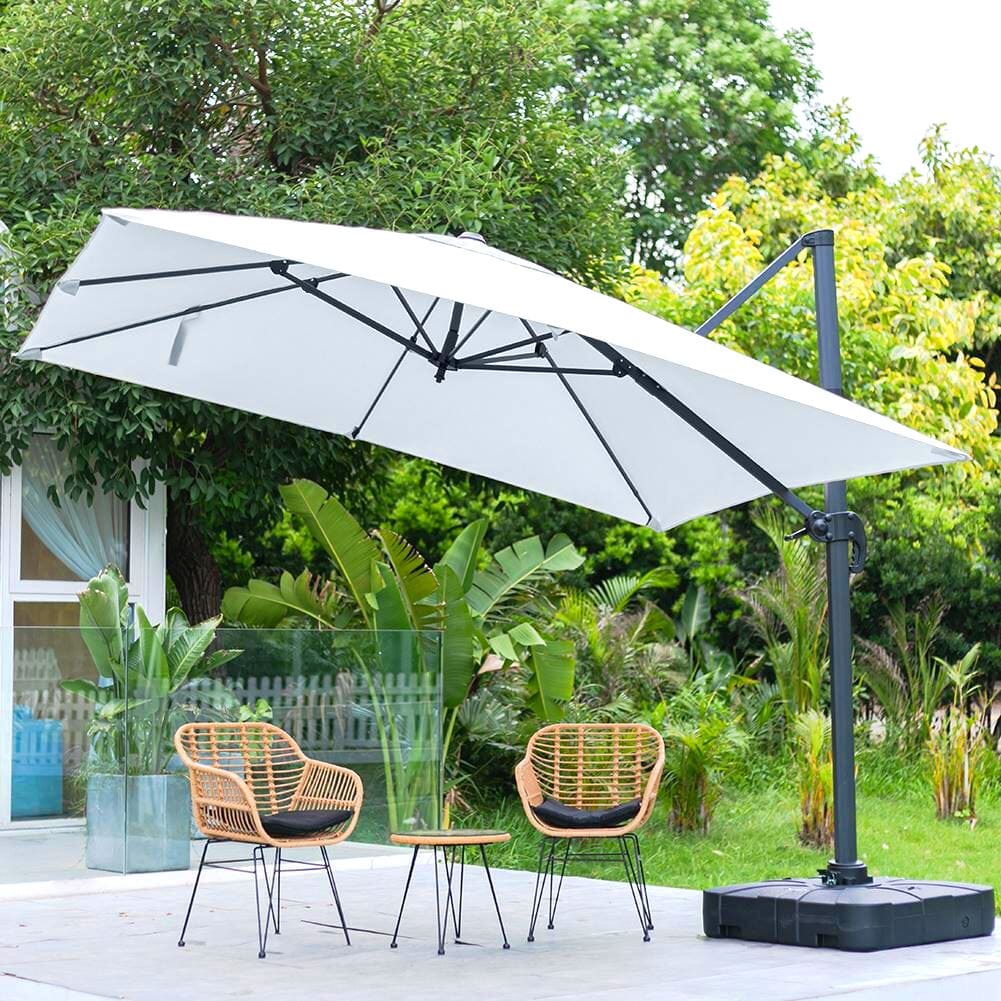 Jasnoszary 3 x 3 m kwadratowy parasol wspornikowy do ogrodu i na patio