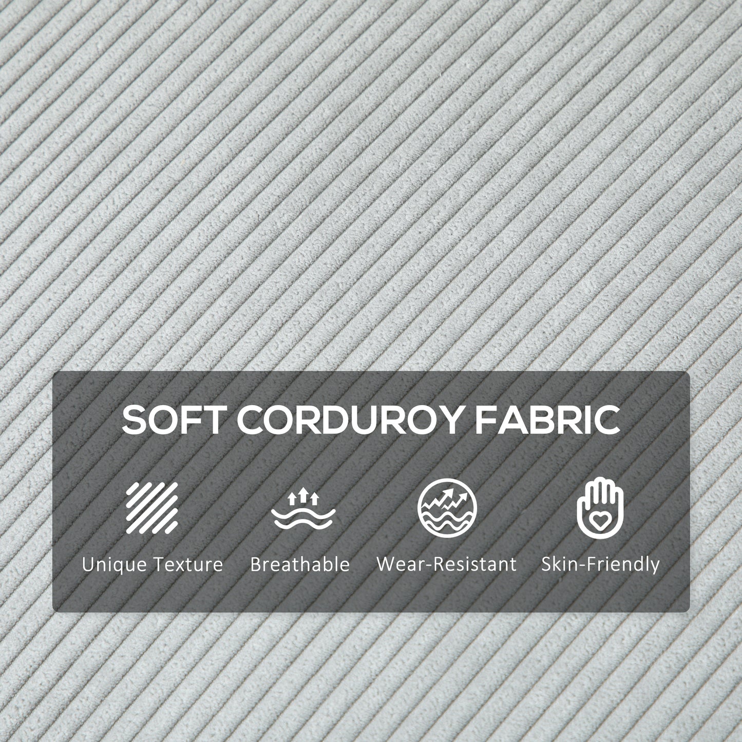 HOMCOM Three-Seater Corduroy - Light Grey