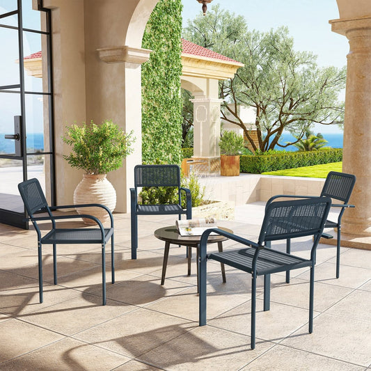 Outsunny Garden Chairs Set of 4 in Dark Grey, image 2