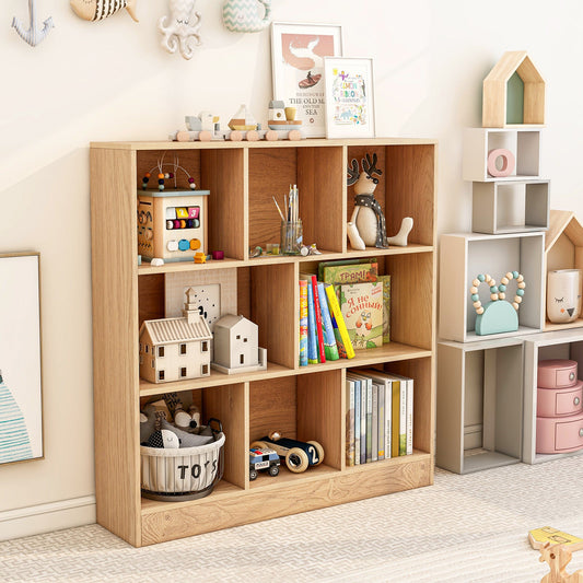 8-Cube Bookshelf with 2 Anti-Tipping Kits and Display Shelf for Home-Natural