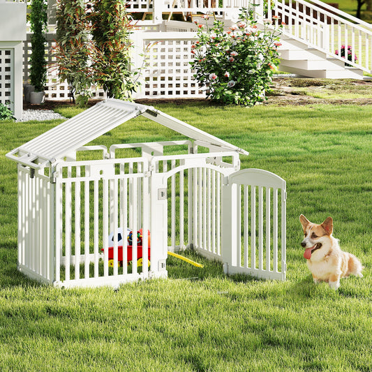 8-Panel 80CM Tall Plastic Dog Panel-White