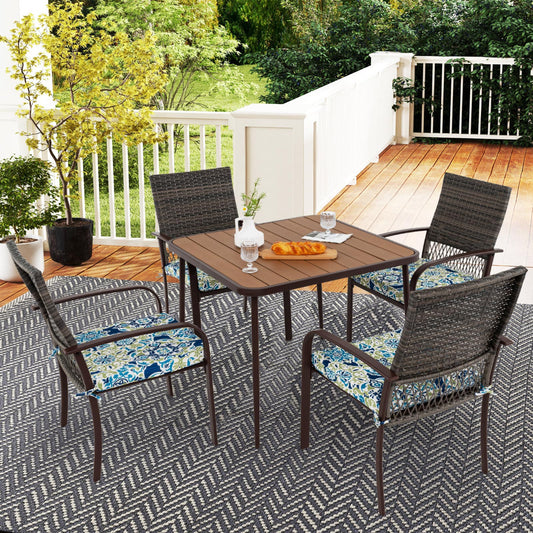 80 x 80 cm Large Outdoor Dining Table with Wood-Plastic Tabletop