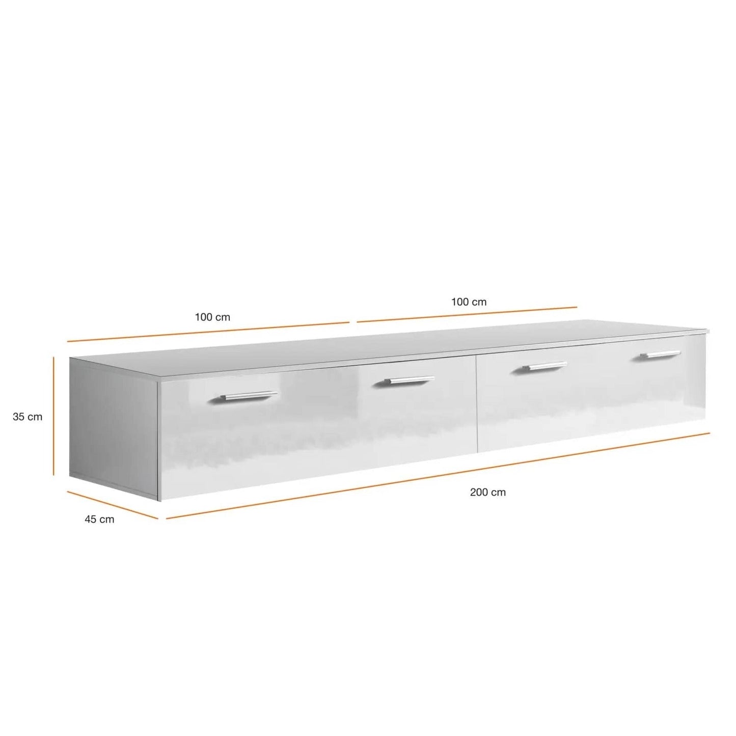 Duo TV Cabinet in Black and White Gloss
