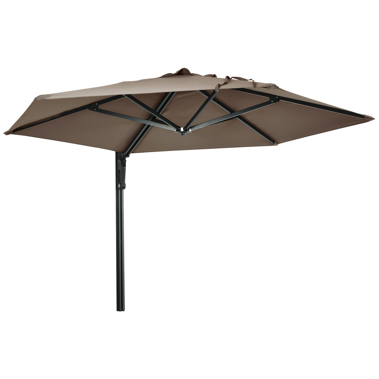 Outsunny 2,5 m Parasol ścienny, ręcznie pchany parasol ogrodowy z daszkiem obrotowym o 180 stopni na werandę, taras, do ogrodu, 250 cm, khaki