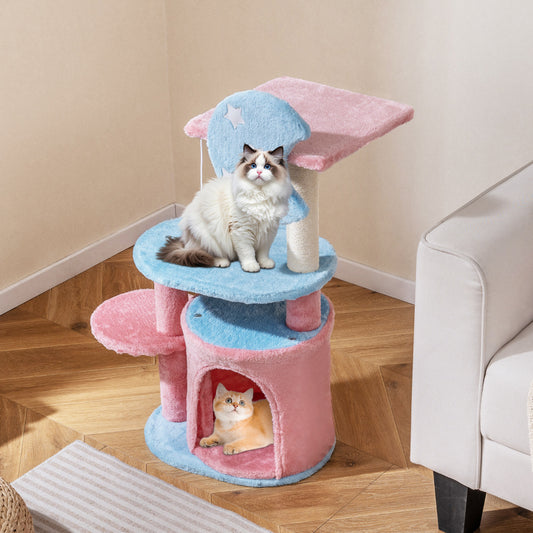 85 CM Cute Aesthetic Cat Tree with Sisal Scratching Post