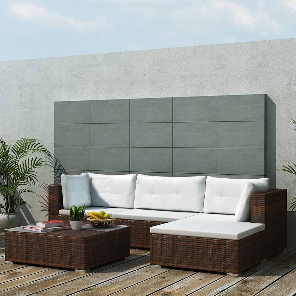 vidaXL 5 Piece Garden Lounge Set with Cushions Poly Rattan