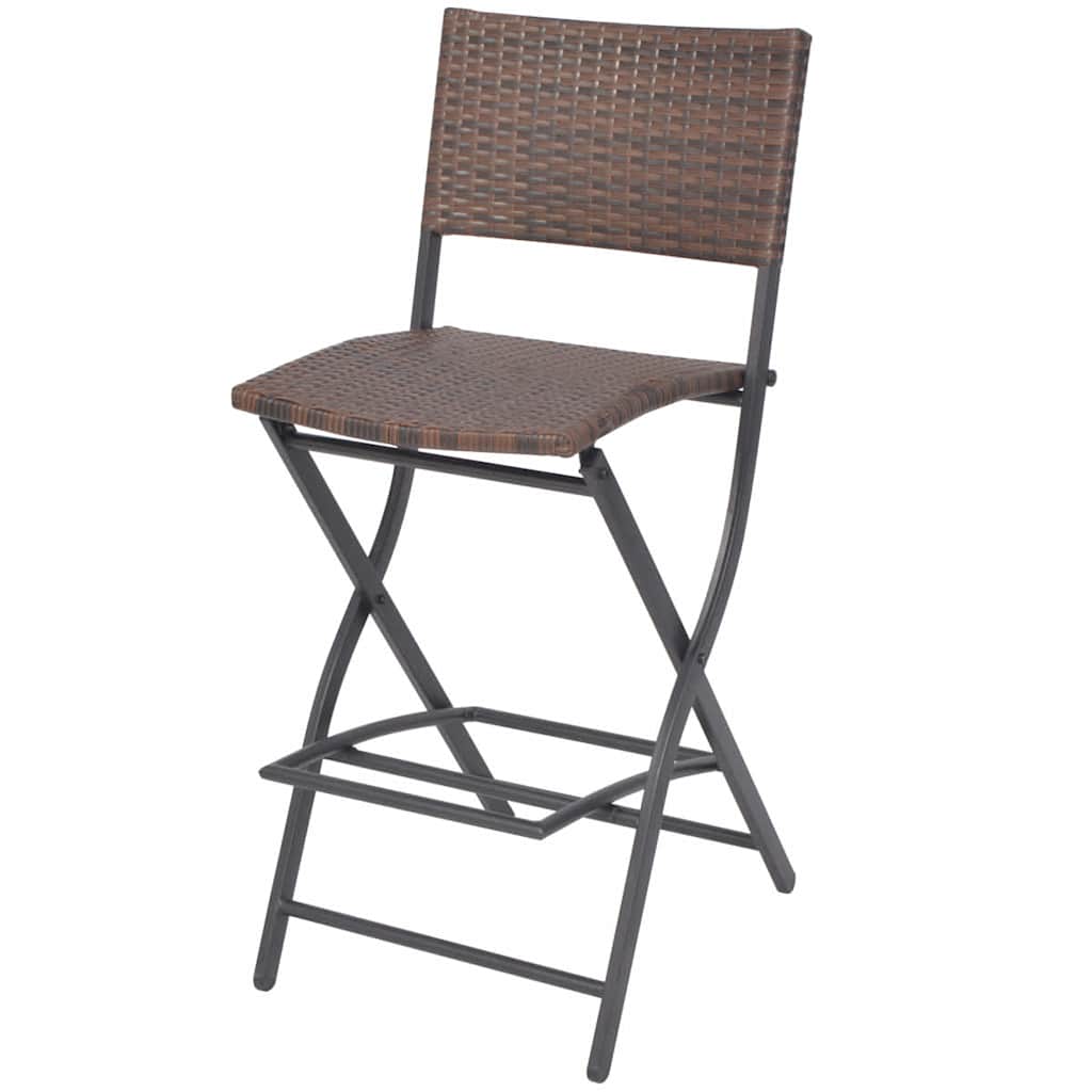 42877 vidaXL 7 Piece Folding Outdoor Dining Set Steel Poly Rattan Brown 6