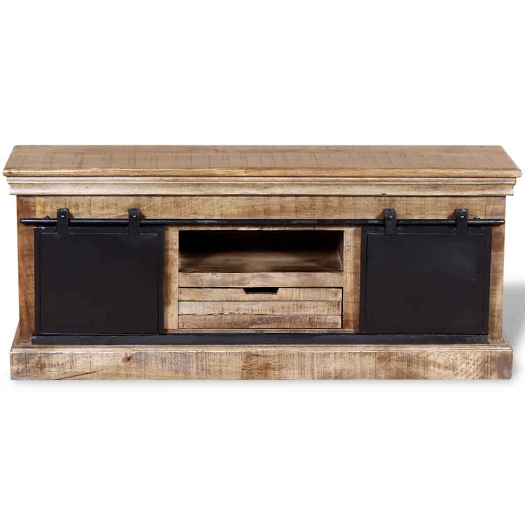 244019 vidaXL TV Cabinet with 2 Sliding Doors Solid Mango Wood 110x30x45 cm 6