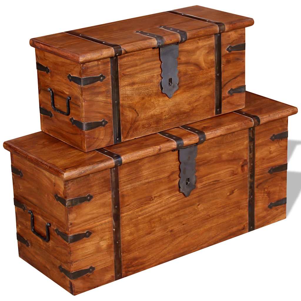 vidaXL Two Piece Storage Chest Set Solid Wood 6