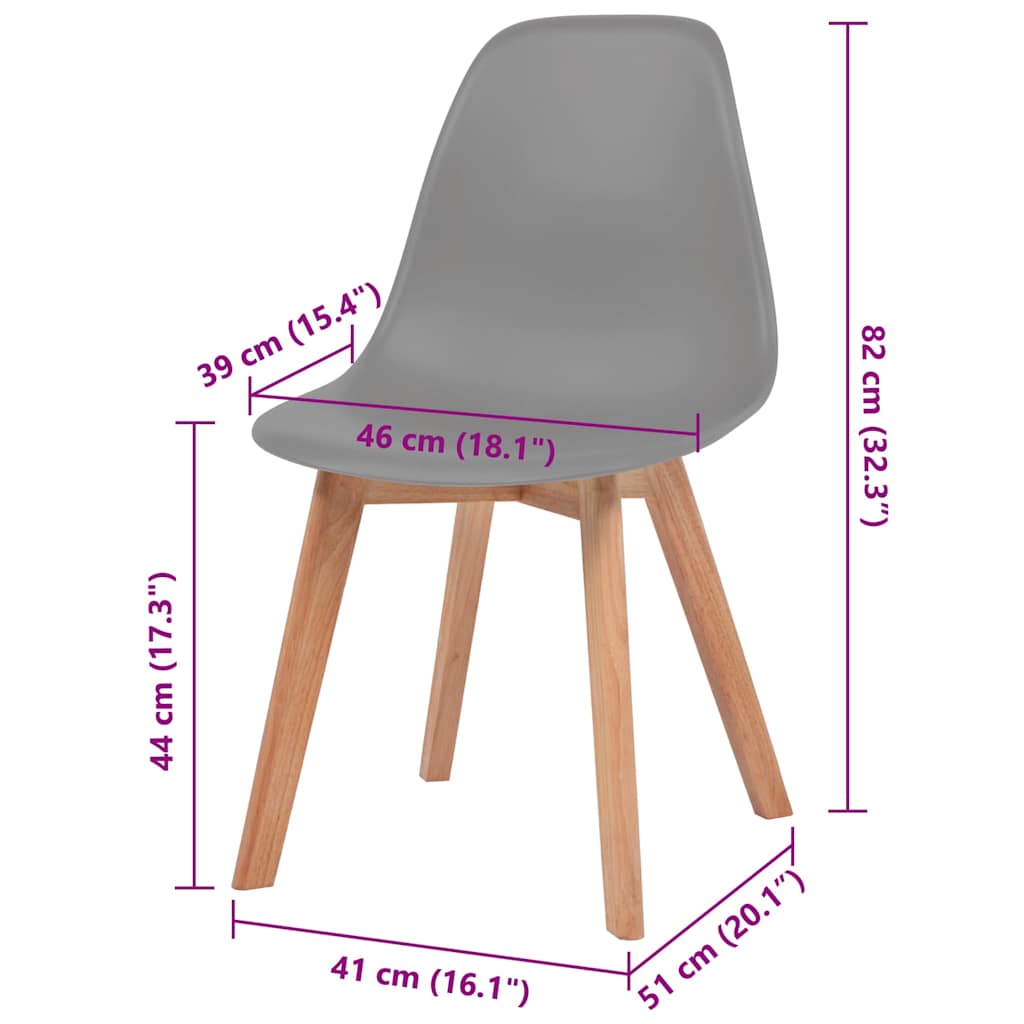 vidaXL Dining Chairs 6 pcs Grey Plastic 6