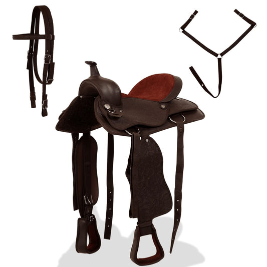 vidaXL Western Horse Saddle | Brown | Genuine leather | 16 inches 2