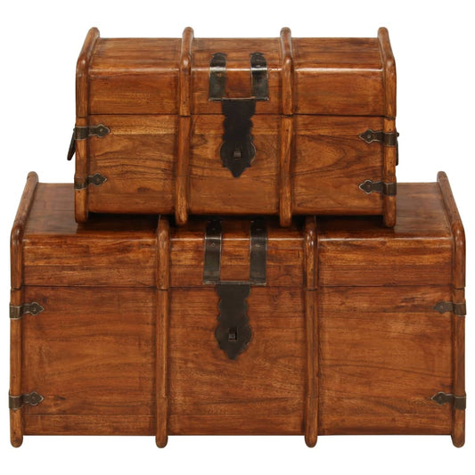 vidaXL Treasure Chest Set 2 Pieces Solid Acacia Wood Honey Finish 2