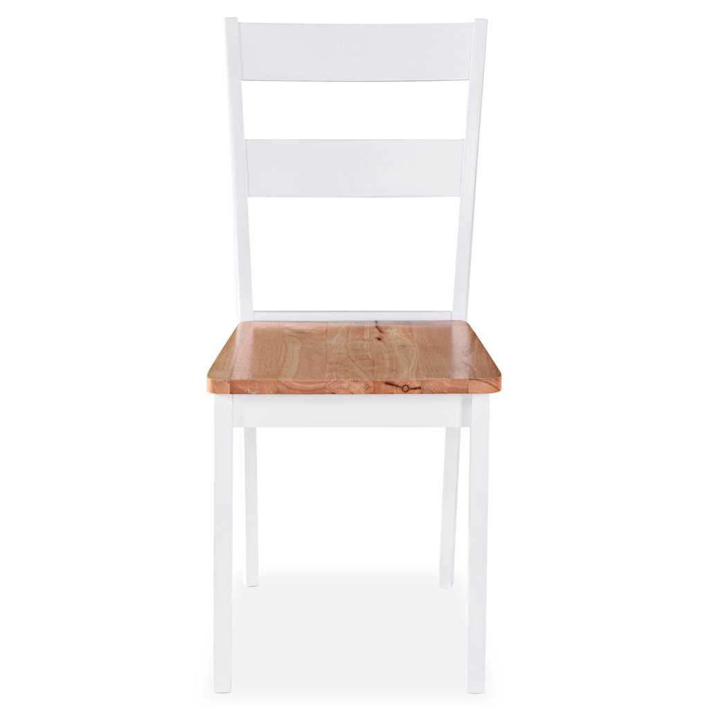 Dining Chairs White Solid Rubber Wood 6