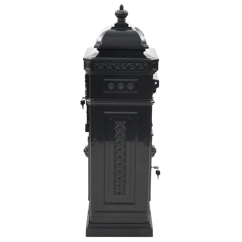 vidaXL Pillar Letterbox | Black | Cast Aluminium | Standard | Locks 6