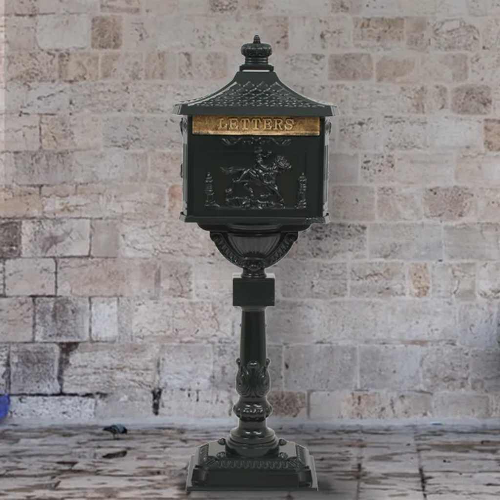 vidaXL Standing Mailbox 42.5 x 29.5 x 117 cm Cast Aluminum