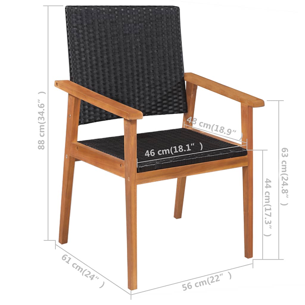 44074 vidaXL 5 Piece Outdoor Dining Set Poly Rattan Black and Brown 6