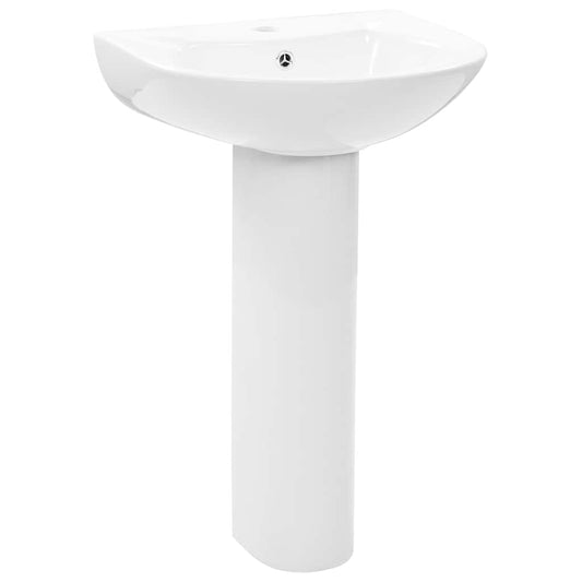 Freestanding Basin with Pedestal Ceramic White, image 2