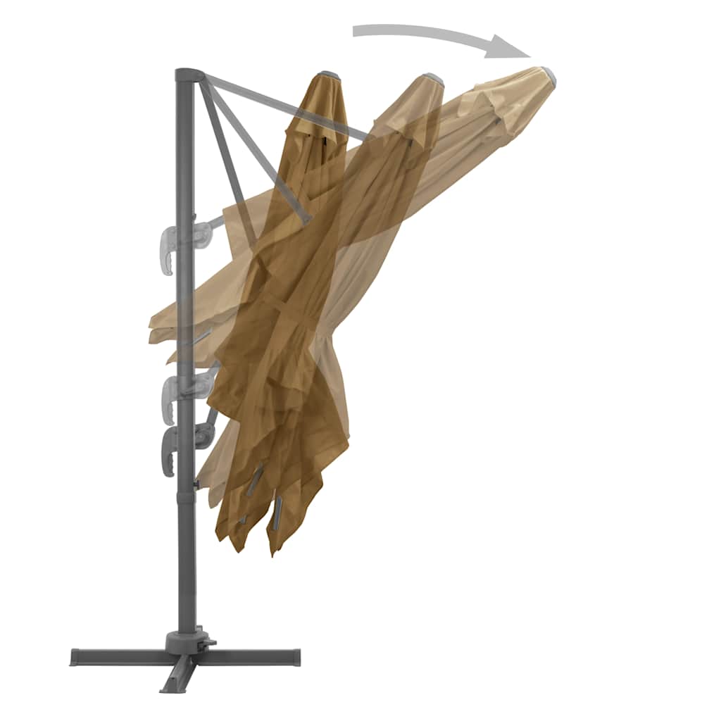 vidaXL Cantilever Garden Parasol with Aluminium Pole 300x300 cm Taupe 6