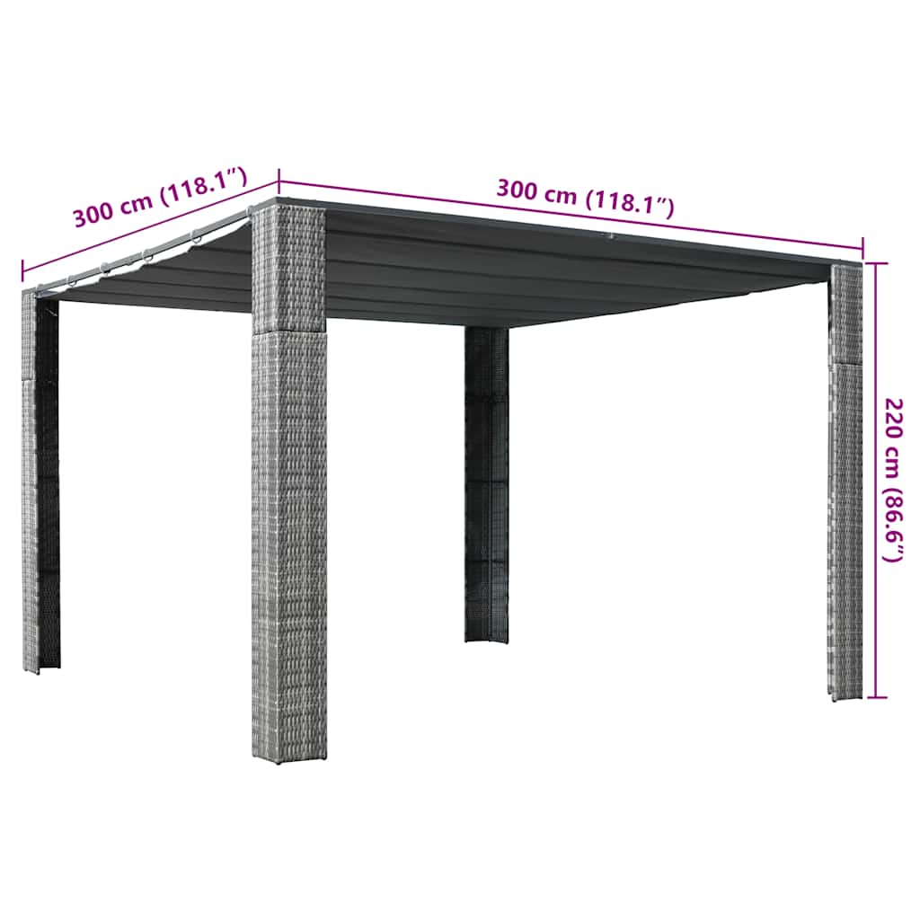 44818 vidaXL Gazebo with Roof Poly Rattan 300x300x220 cm Grey and Anthracite 4