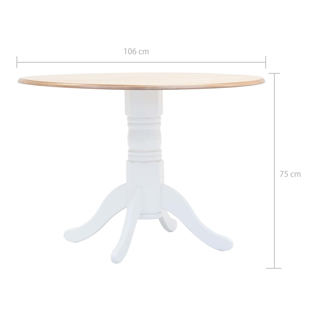 247354 vidaXL Dining Table White and Brown 106 cm Solid Rubber Wood 5