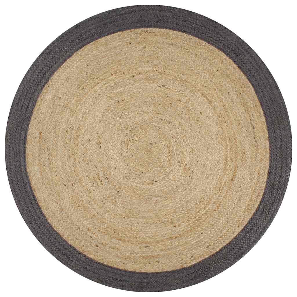 Handmade Rug Jute with Border Dark Grey 150 cm