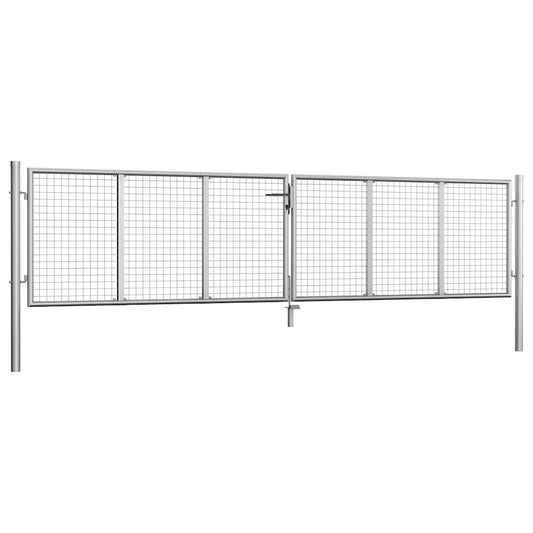 vidaXL Garden Gate Galvanised Steel 400x75 cm Silver 2