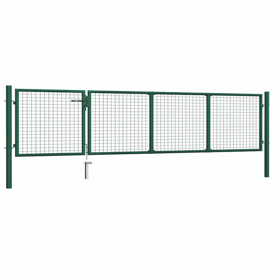 vidaXL Garden Gate Steel 350x75 cm Green 2