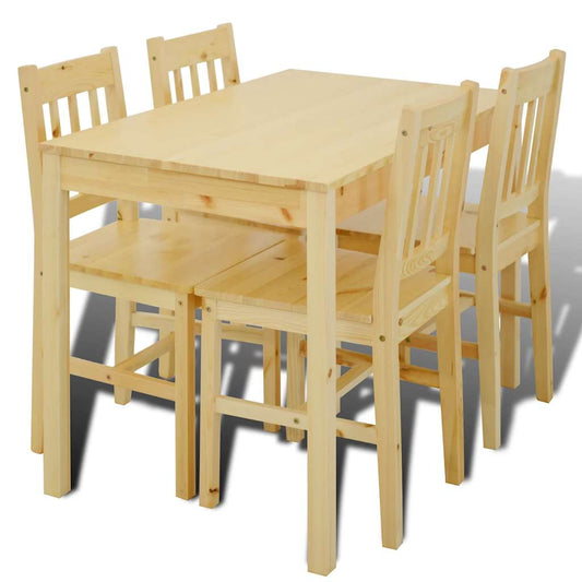 241220 Wooden Dining Table with 4 Chairs Natural 2