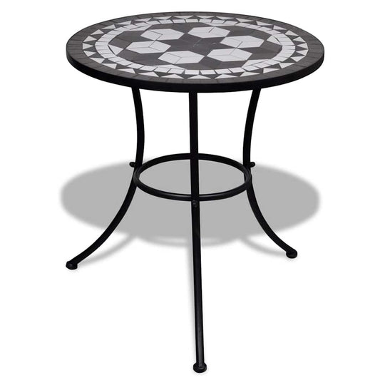 Mosaic Bistro Table Ø50x70 Ceramic Black 60 x 70 cm