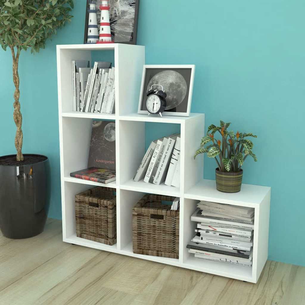 Staircase Bookcase 107 cm Engineered Wood White