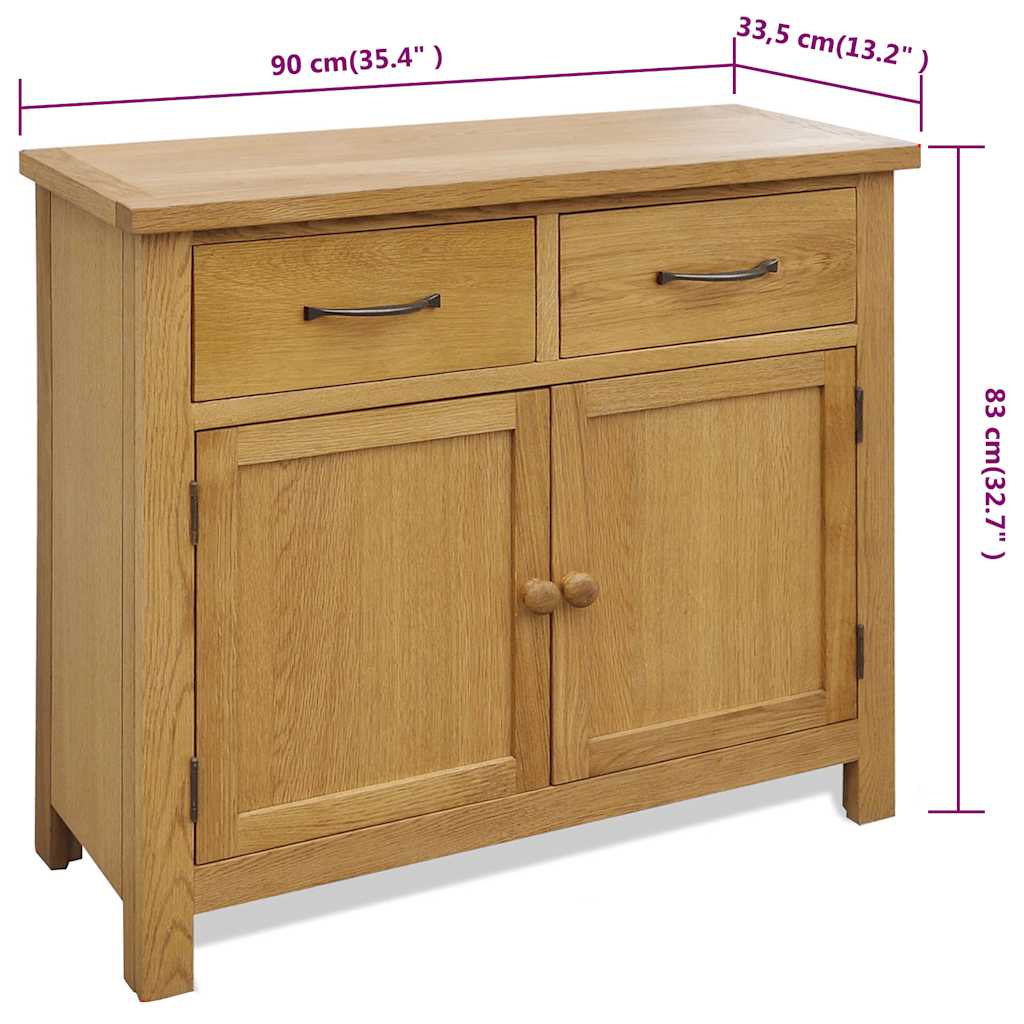 242744 vidaXL Sideboard 90x33,5x83 cm Solid Oak Wood 6