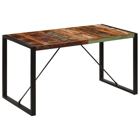 Dining Table Black Height 75 cm 140 cm 70 cm Solid reclaimed wood