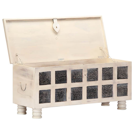 247670 vidaXL Storage Box White 110x40x45 cm Solid Acacia Wood 2