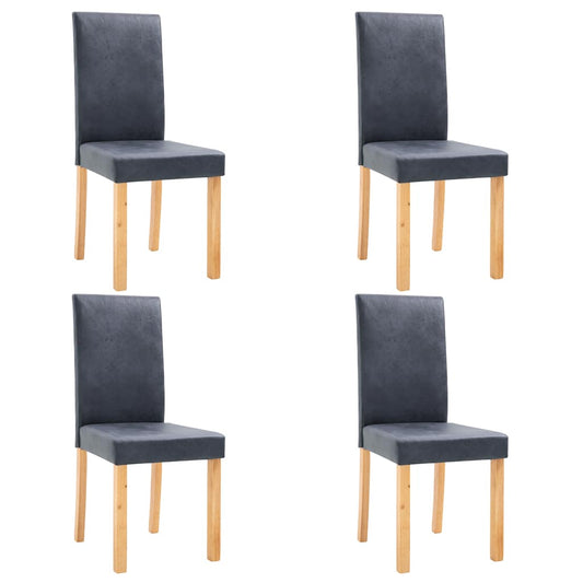 vidaXL Dining Chairs 4 pcs Gray Faux Suede Leather 2