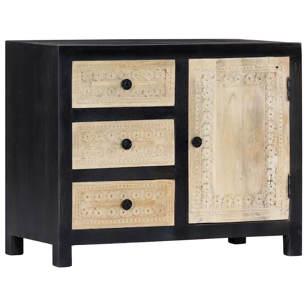 282724 vidaXL Hand Carved Side Cabinet Grey 75x35x60 cm Solid Mango Wood 6