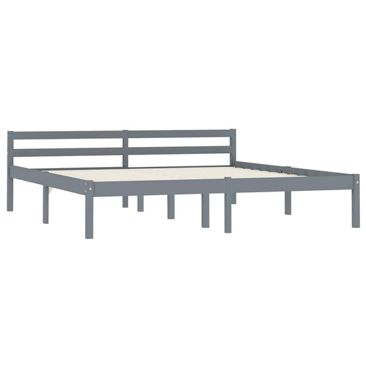 Bed Frame without Mattress Solid Pine Wood Grey 160 x 200 cm