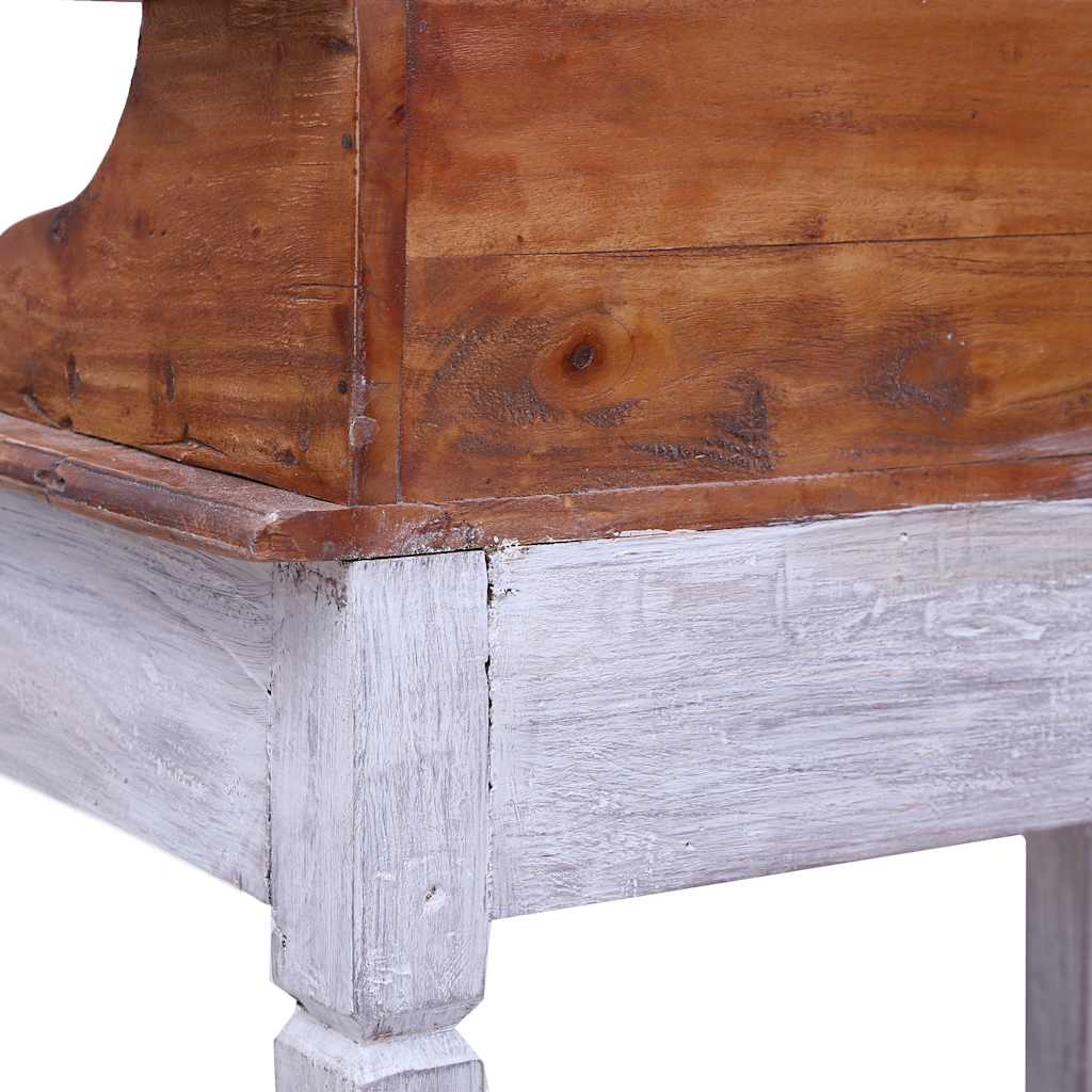 vidaXL Writing Desk | Natural and white | Solid mahogany wood | Compact 6
