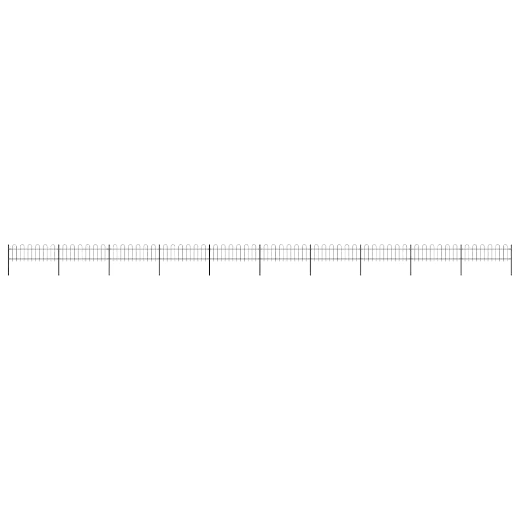 vidaXL Garden Fence with Hoop Top Steel 337x60 cm Black
