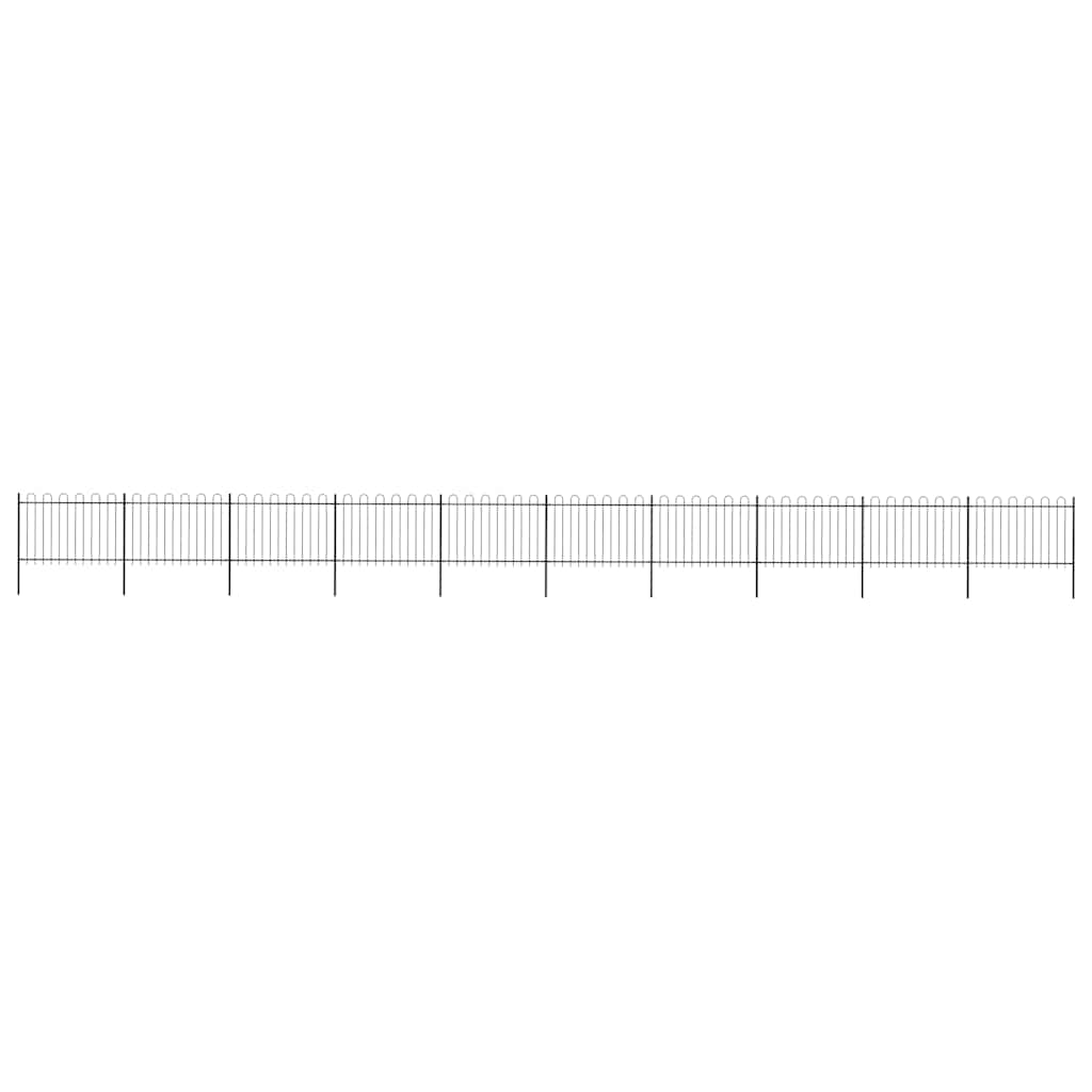 vidaXL Garden Fence with Hoop Top Steel 337x120 cm Black