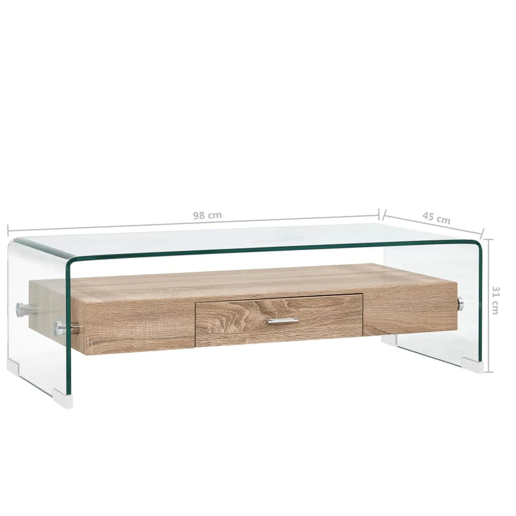vidaXL Coffee Table Clear 98x45x31 cm Tempered Glass 6