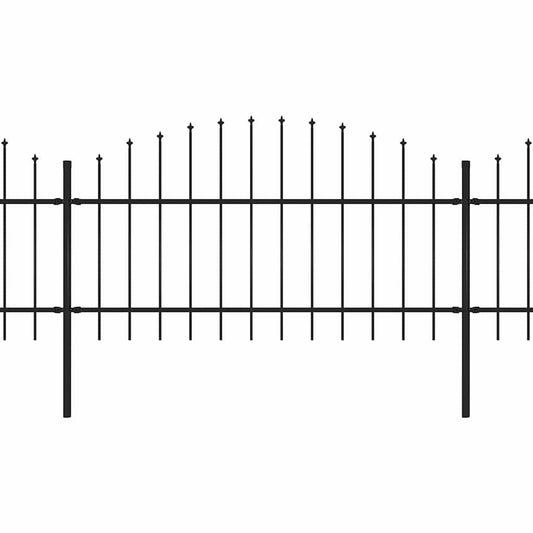 vidaXL Garden Fence with Spear Top Steel 671x125 cm Black 2