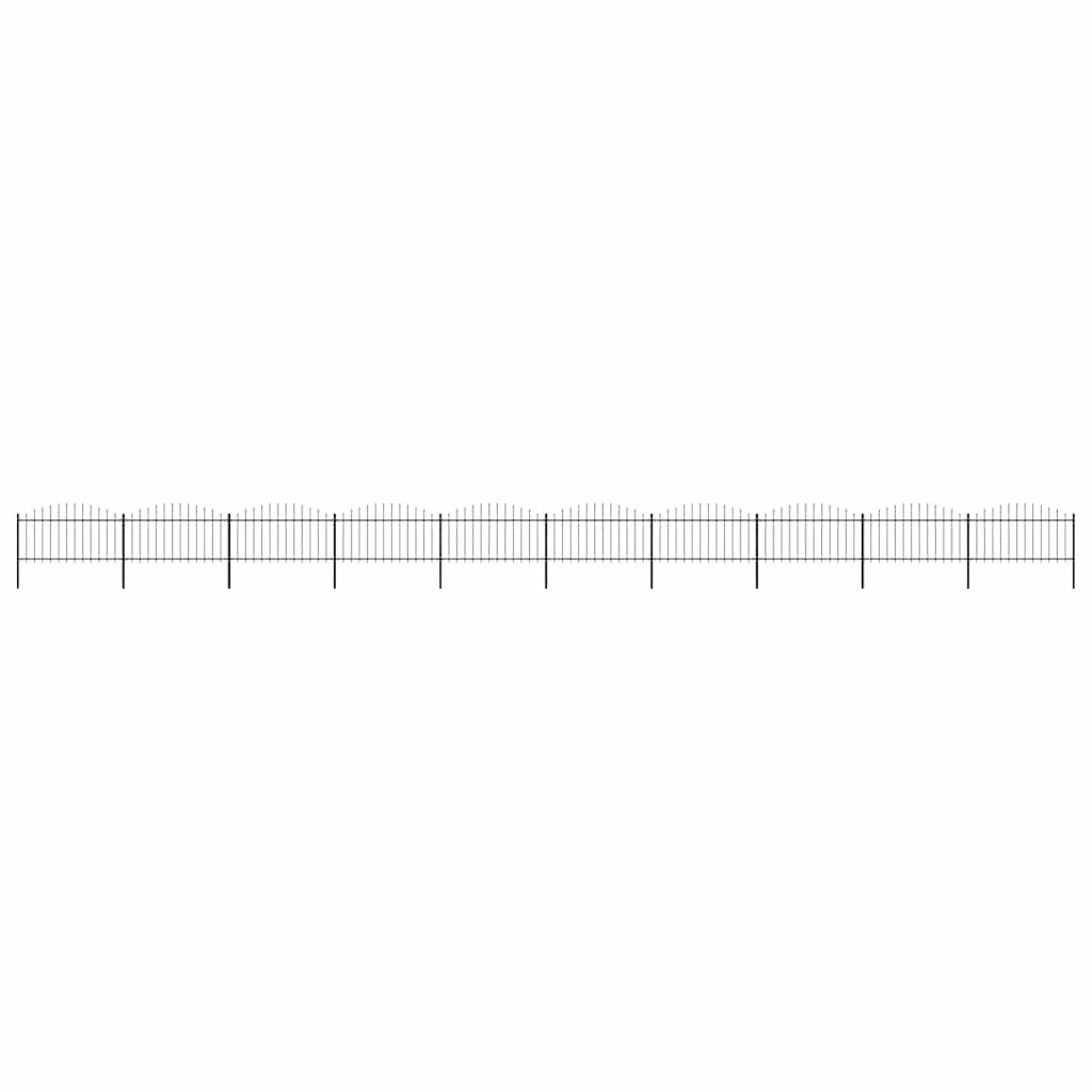 vidaXL Garden Fence with Spear Top Steel 337x150 cm Black Height 125-150 cm