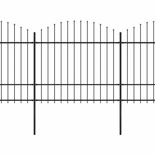 vidaXL Garden Fence with Spear Top Steel 504x175 cm Black 2
