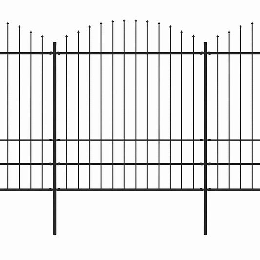 vidaXL Garden Fence with Spear Top Steel 504x200 cm Black 2