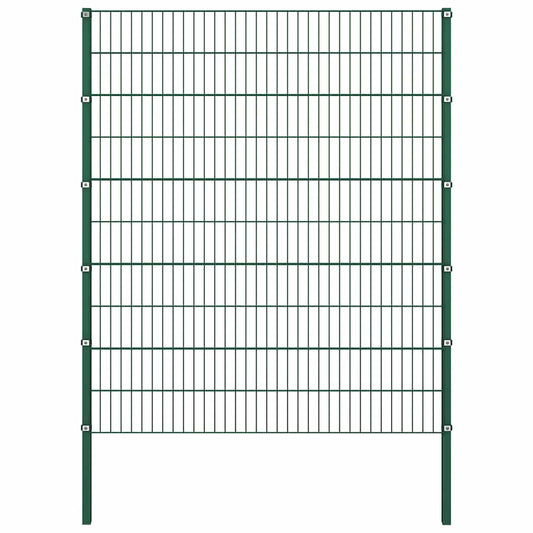 vidaXL Fence Panel with Posts Iron 349x200 cm Green 2