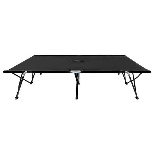 Two Person Folding Sun Lounger Steel Black