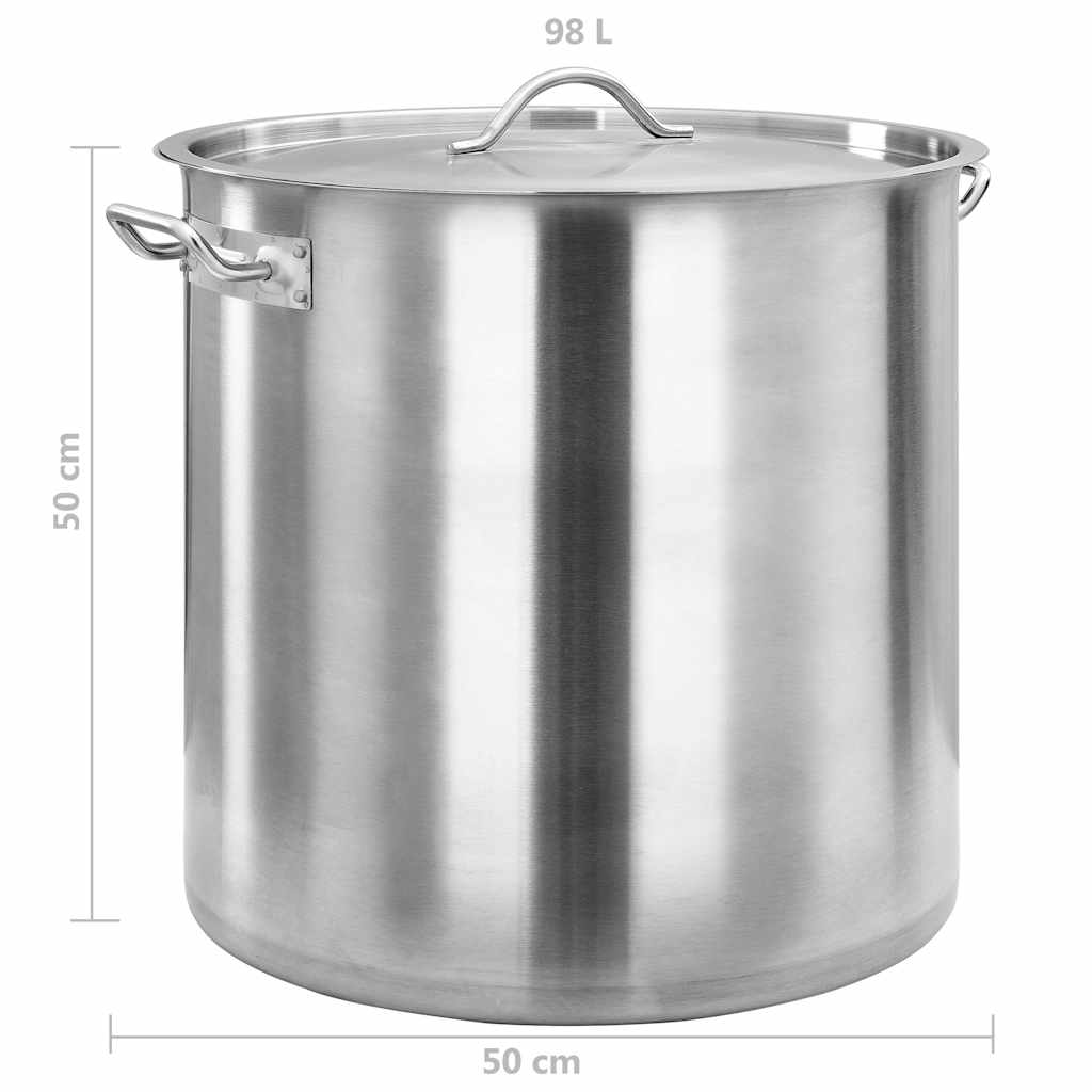 vidaXL Stock Pot 98 L 50x50 cm Stainless Steel 6